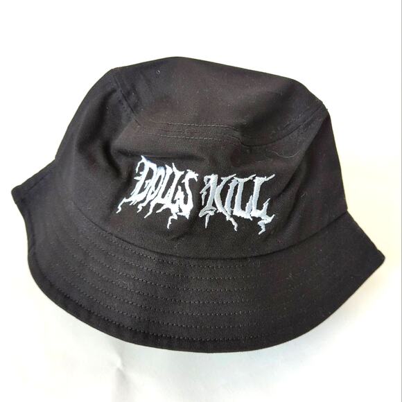 Dolls Kill Black Bucket Hat OS Unisex Womens Cap NWOT - Picture 1 of 6